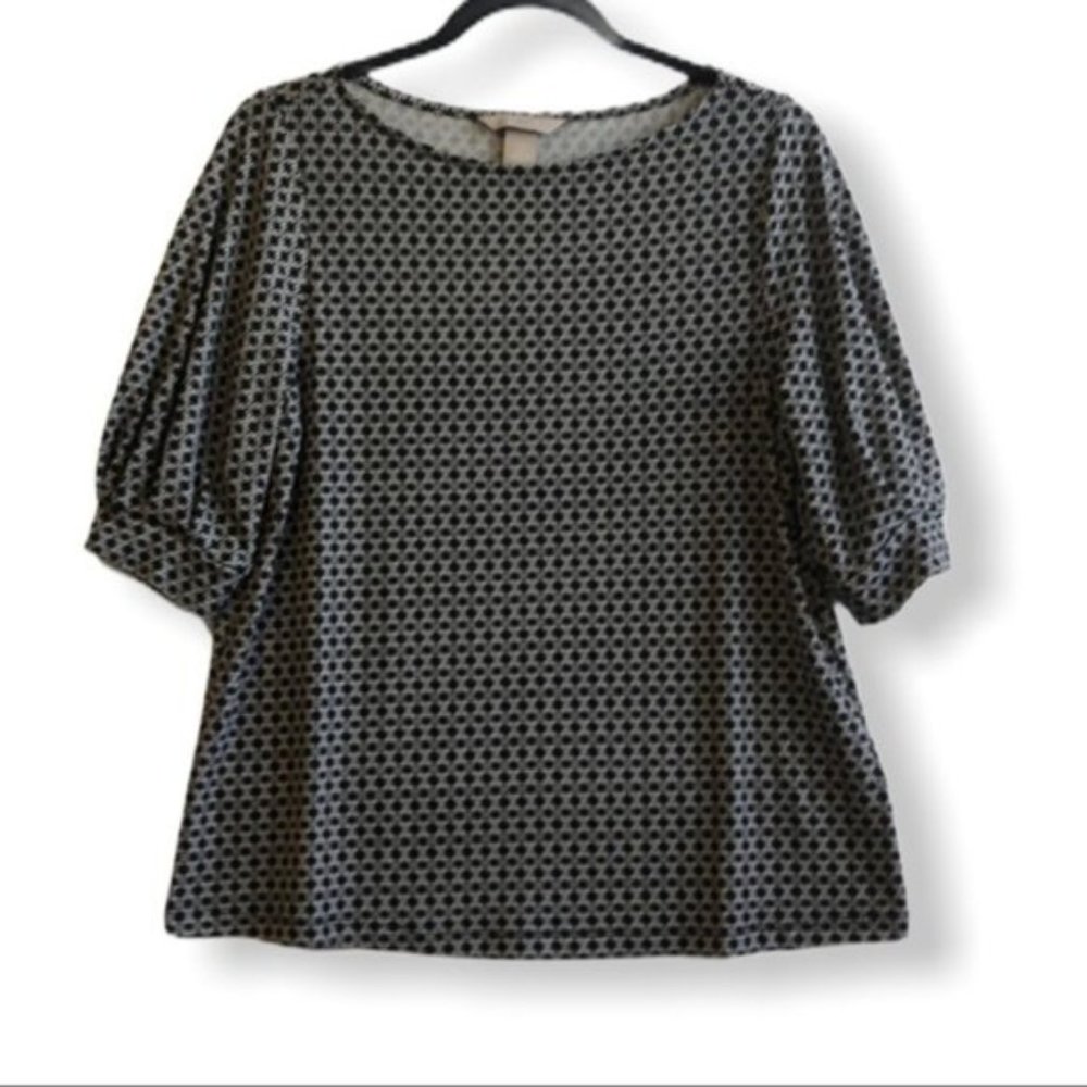 5/$25 | H&M Geometric Print Peasant Top Blouse